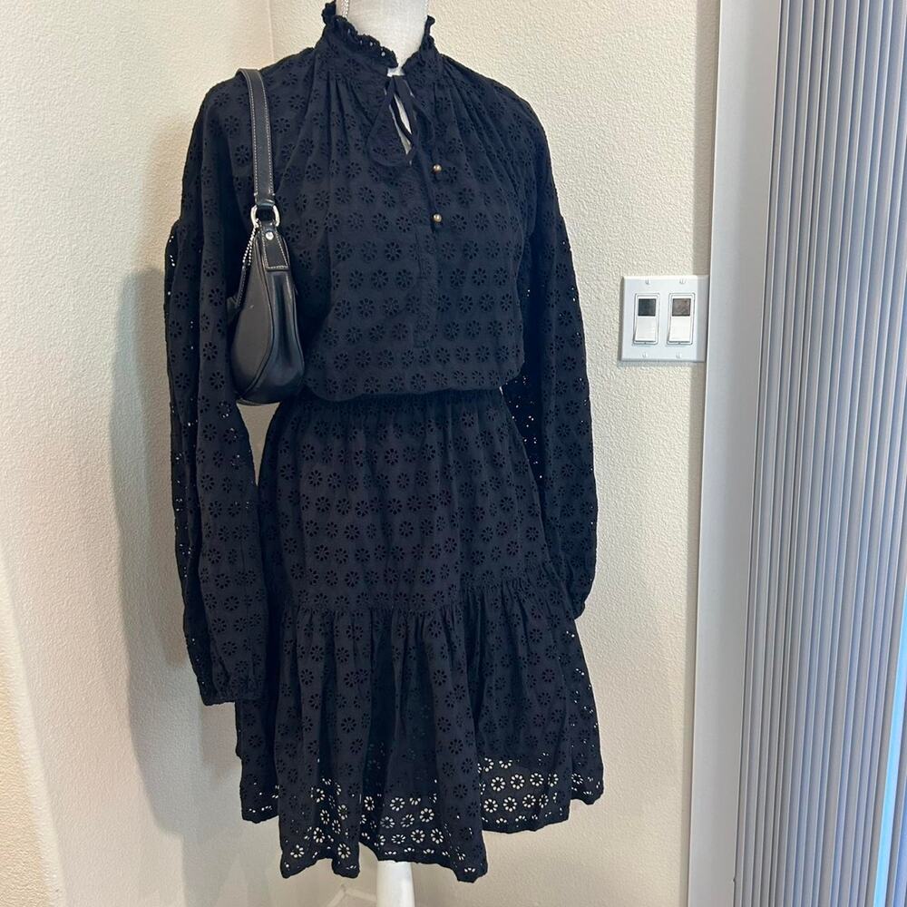 Ralph Lauren black eyelet cotton mini dress. size 2